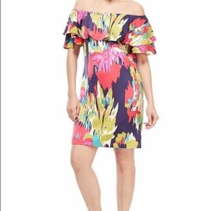 London Times NWT Off Shoulder Printed Dress